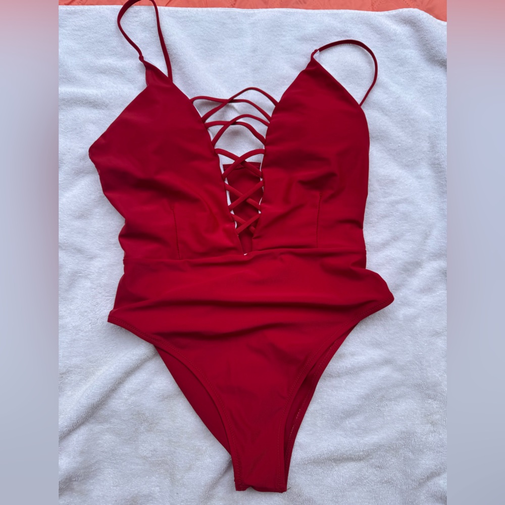 Red Cheeky One Piece Swimsuit